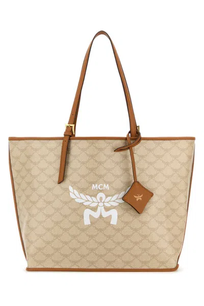 Mcm Printed Canvas Himmel Shopping Bag In Multicolor