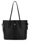 Mcm Canvas Liz Shopping Bag With Logo Pattern In Black