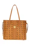 Mcm Printed Canvas Medium Liz Reversible Shopping Bag In Cognac