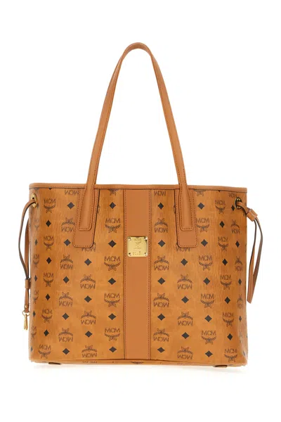 Mcm Printed Canvas Medium Liz Reversible Shopping Bag In Cognac