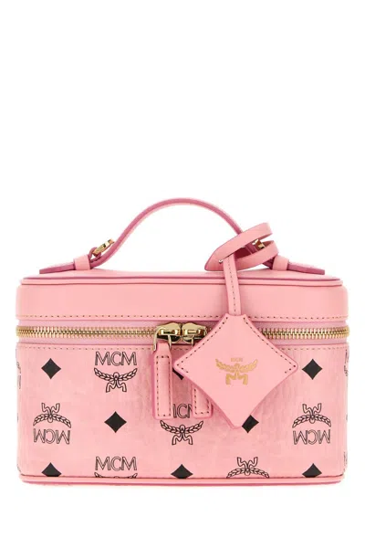 Mcm Printed Canvas Mini Shoulder Bag With Gold-tone Hardware In Pink