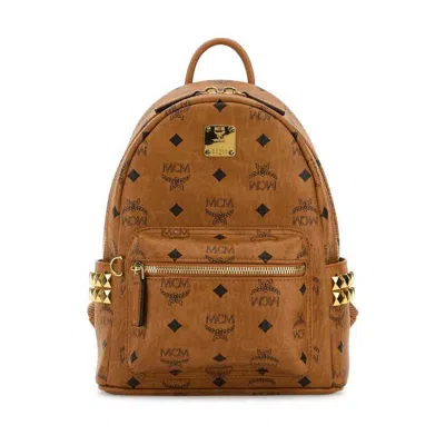 Mcm Printed Canvas Mini Stark Backpack Cognac Zaini