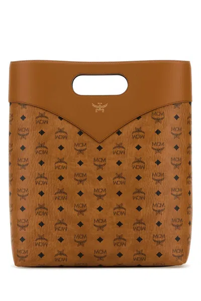 Mcm Shopping Bag Canvas Cut-out Handles In Printed