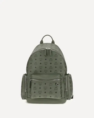 Mcm Printed Canvas Stark Backpack In Green