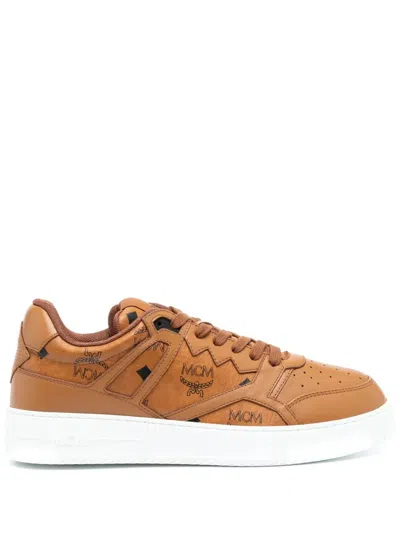 Mcm Neo Terrain Lo Sneakers In Visetos In Cognac