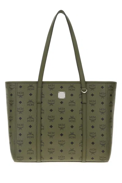 Mcm Printed Canvas Toni Shopping Bag In Green