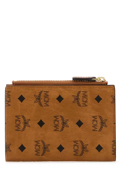 Mcm Printed Canvas Wallet In Brown