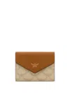 Mcm Printed Canvas Wallet In Neutrals