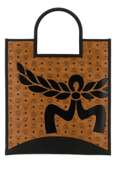Mcm Printed Canvas Xl Aren Shopping Bag In Brown