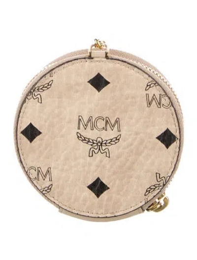 Pre-owned Mcm Printed Coin Pouch In Neutral