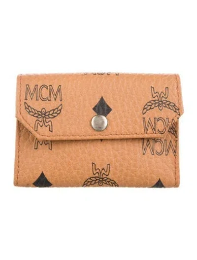 Pre-owned Mcm Printed Compact Wallet In Brown