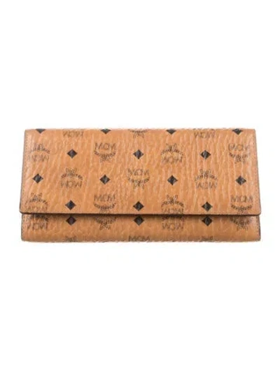 Pre-owned Mcm Printed Continental Wallet In Neutrals