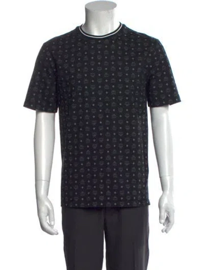 Pre-owned Mcm Printed Crew Neck T-shirt In Black