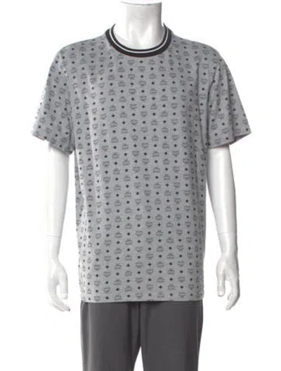 Pre-owned Mcm Printed Crew Neck T-shirt In Gray