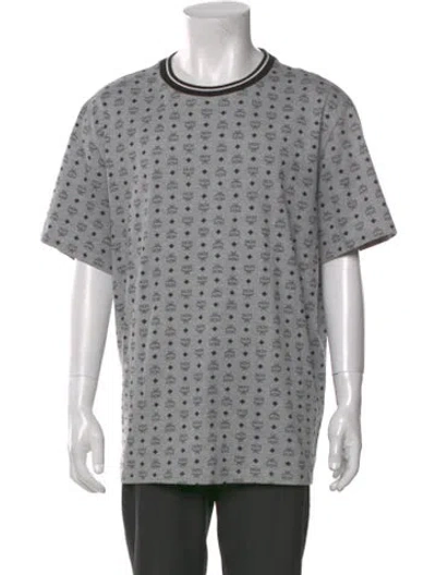 Pre-owned Mcm Printed Crew Neck T-shirt In Gray