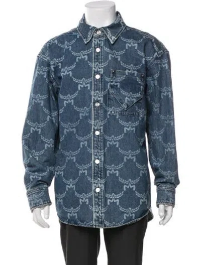 Pre-owned Mcm Printed Denim Jacket In Blue