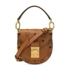 Mcm Printed Logo Handbag In Brown