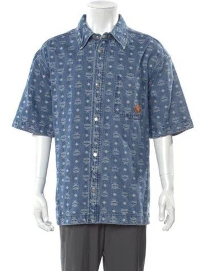 Pre-owned Mcm Printed Short Sleeve Shirt W/ Tags In Blue