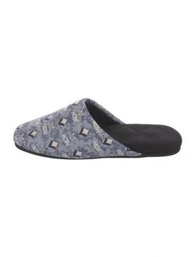 Pre-owned Mcm Printed Slides In Blue
