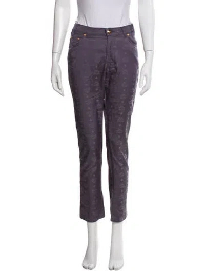 Pre-owned Mcm Printed Straight Leg Pants In Purple