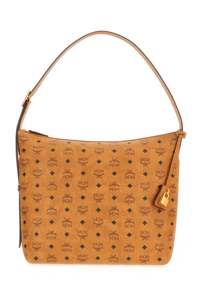Mcm Printed Synthetic Leather Aren Shoulder Bag In Brown