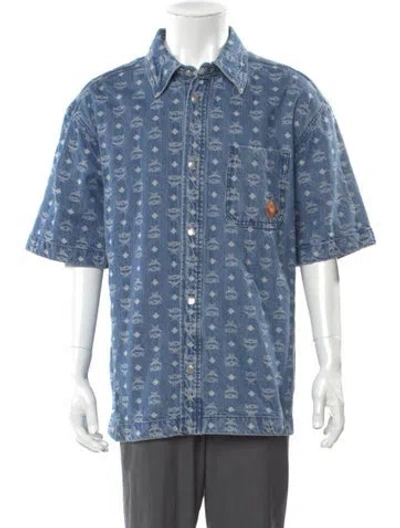 Pre-owned Mcm Printed Three-quarter Sleeve Shirt W/ Tags In Blue
