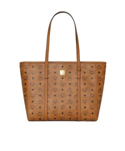 Mcm Printed Tote Bag In Brown
