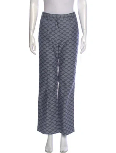 Pre-owned Mcm Printed Wide Leg Pants In Blue
