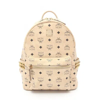 Pre-owned Mcm Pvc Leather Backpack () In Sand