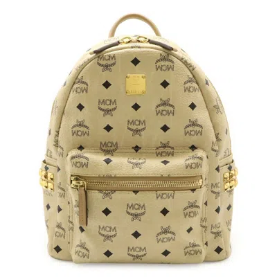Pre-owned Mcm Pvc Leather Backpack () In Sand