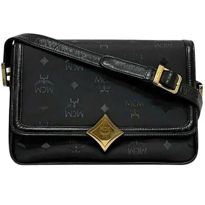 Pre-owned Mcm Pvc Leather Shoulder Bag () In Black