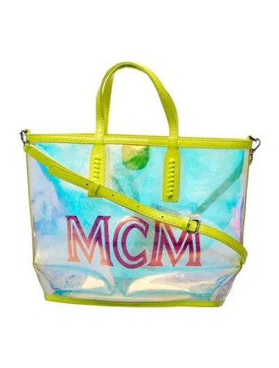 Pre-owned Mcm Pvc Top Handle Bag In Blue