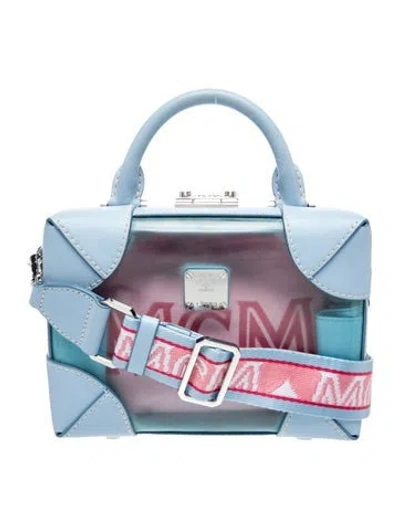 Pre-owned Mcm Pvc Top Handle Bag In Blue
