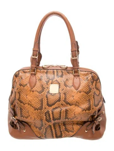 Pre-owned Mcm Pvc Top Handle Bag In Brown
