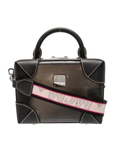 Pre-owned Mcm Pvc Top Handle Bag In Gray