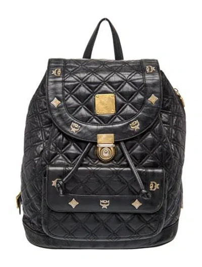 Pre-owned Mcm Quilted Backpack Vintage In Black