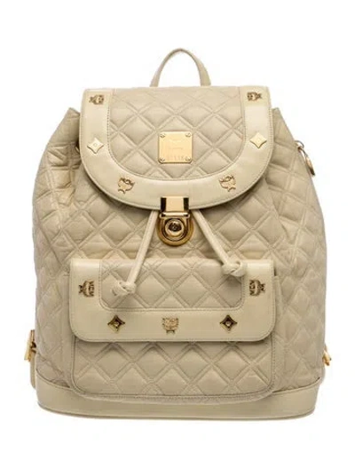 Pre-owned Mcm Quilted Backpack Vintage In Neutral