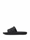 Mcm Quilted Diamond Logo-embossed Slides In Black