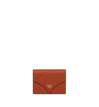 Mcm Quilted Mini Wallet In Spanish Calfskin In Red