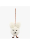 Mcm Rabbit Charm In Lamb Fur And Visetos In White
