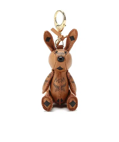 Mcm Rabbit Motif Keyring In Brown