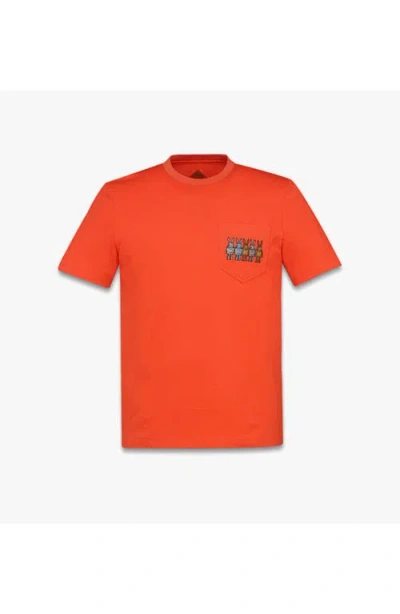 Mcm Rabot Pocket T-shirt In Orange