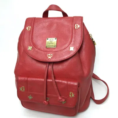 Pre-owned Mcm Red Leather Backpack ()