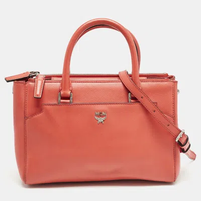 Pre-owned Mcm Red Leather Elda Tote