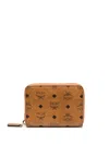 Mcm Visetos Zip Around Small Wallet In Brown