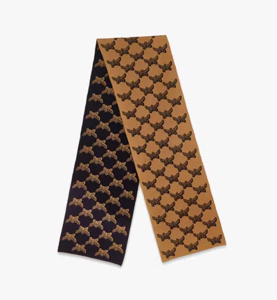 Mcm Reversible Lauretos Jacquard Wool Stole In Cognac