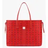 Mcm Reversible Liz Shopper In Visetos In Red