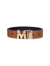 Mcm Adjustable Signature Print Reversible Gold-tone Hardware Belts