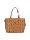 Mcm Woman Printed Fabric Big Liz Reversible Shopping Bag In Brown
