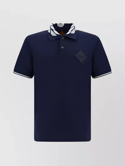 Mcm Ribbed Collar Polo Shirt In Blue